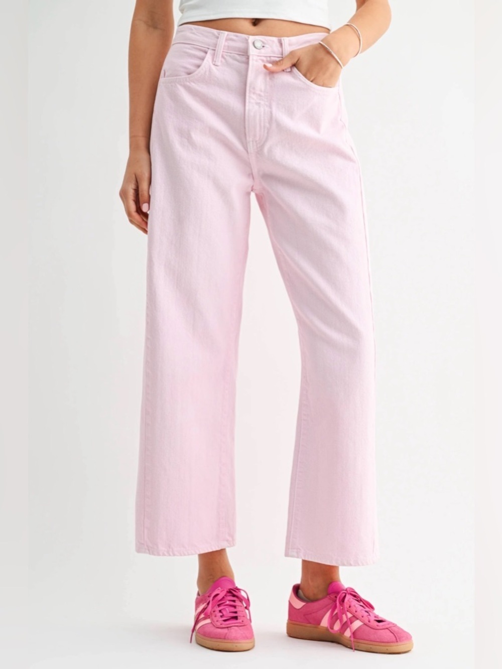 Just Black Light Pink Wide Leg Jeans